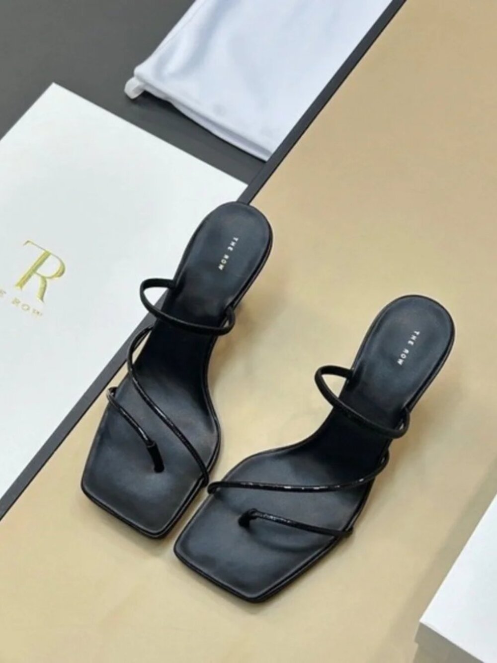 The Row Black Strappy Heels
